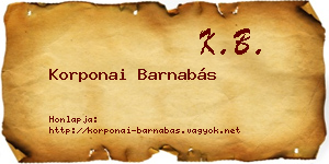 Korponai Barnabás névjegykártya