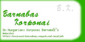 barnabas korponai business card